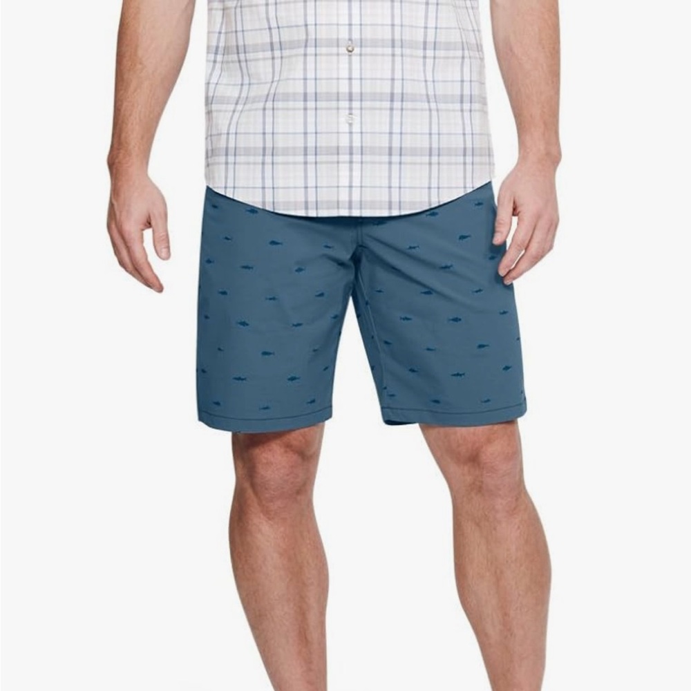 Under Armour men’s shorts blue with blue fish is on them size 34